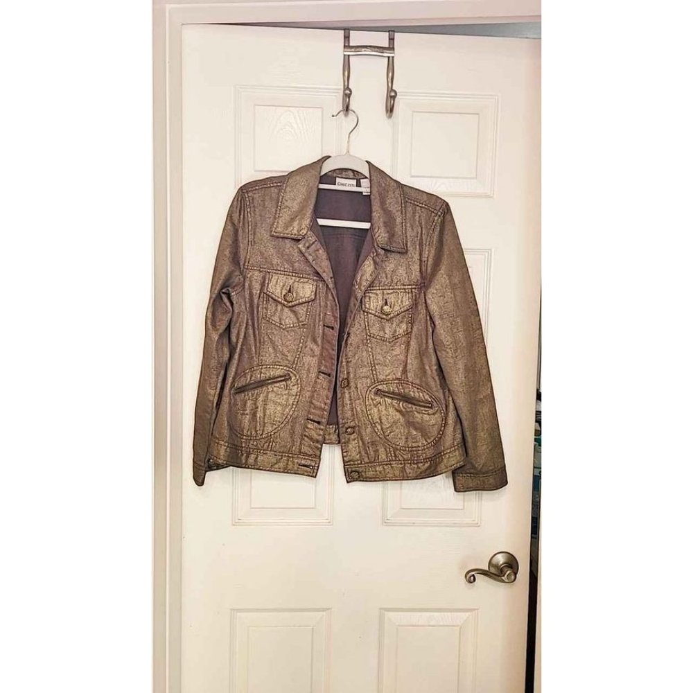 Chico's Gold Bronze Jacket Size 2 L